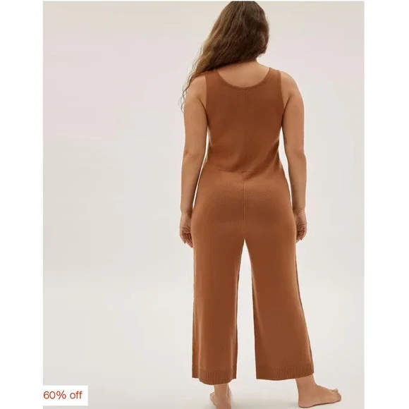 EVERLANE The Cashmere Jumpsuit Womens Small Brown Sleeveless Wide Strap Knit - Picture 3 of 16